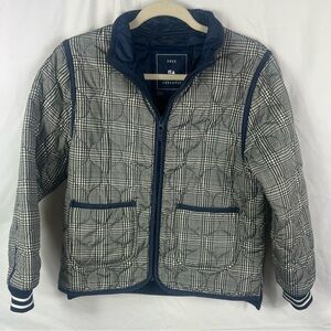 Free Assembly Girl Checkered Puffer Jacket - Navy and White